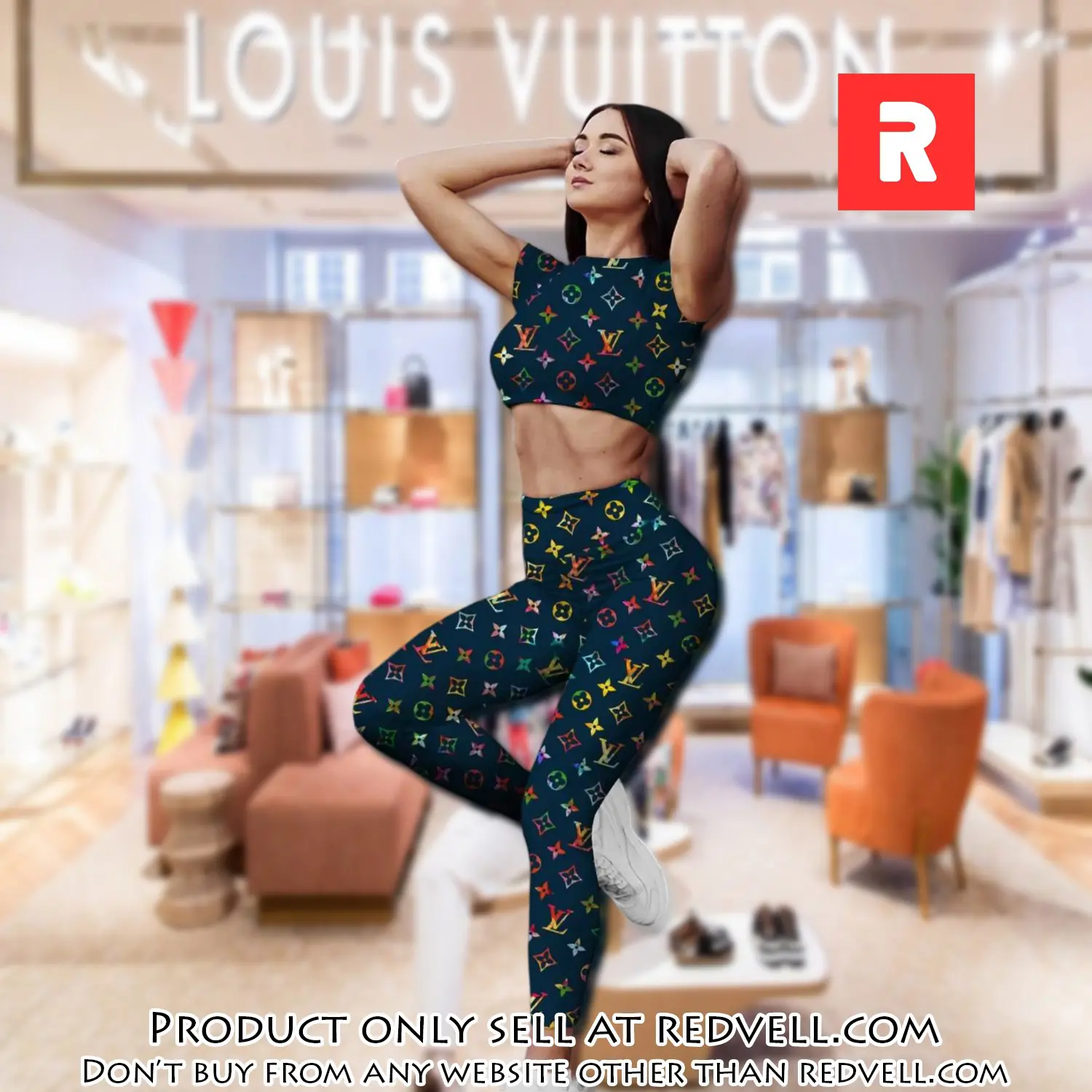 Louis vuitton sportwear combo luxury crop top tshirt and legging for women ctl1003 rv5148012